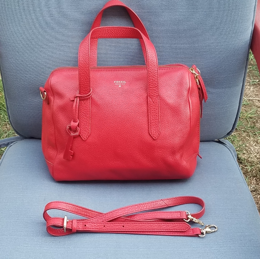 Fossil Sydney satchel crossbody in red